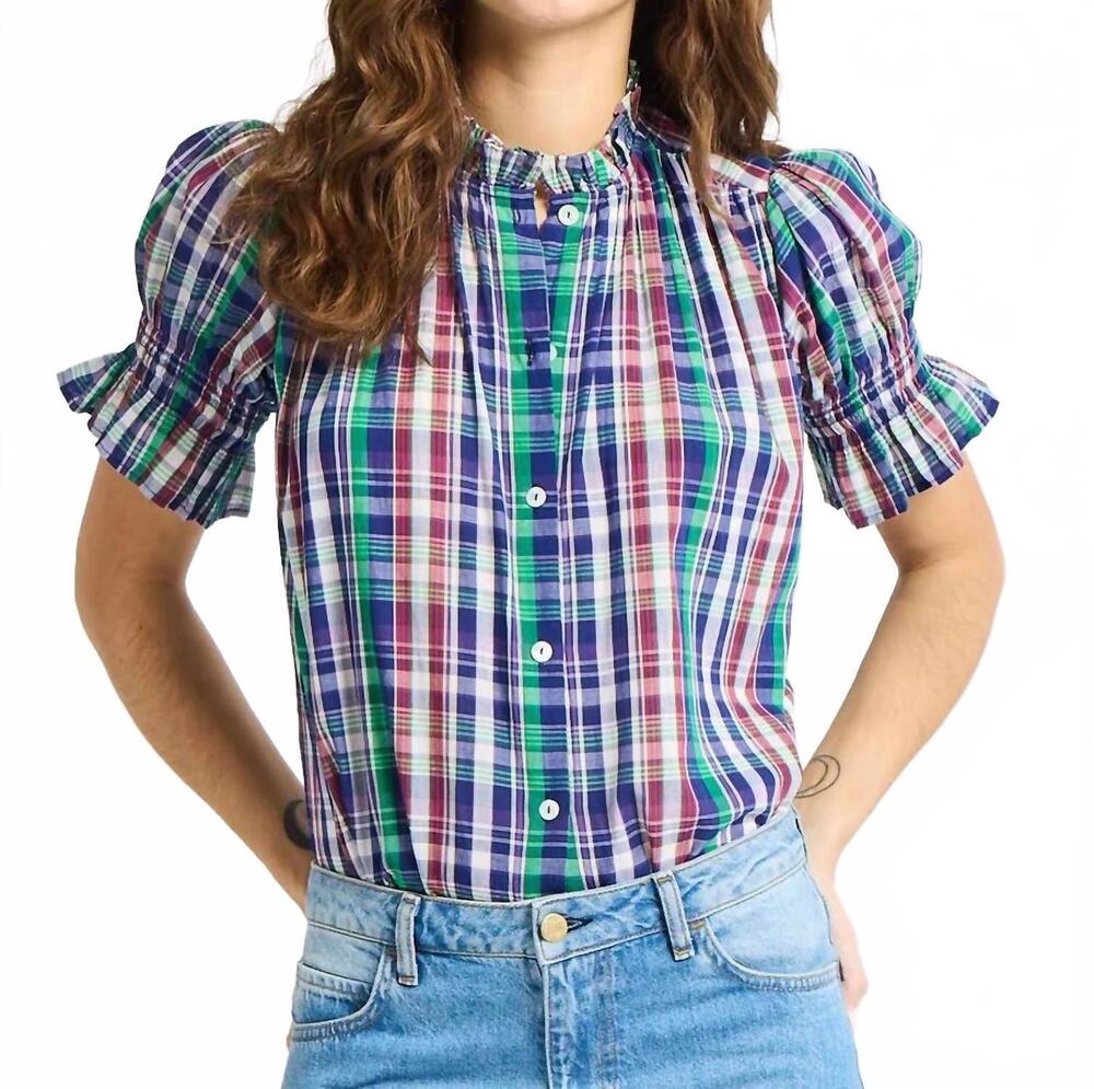 NEW MILLE marnie blouse in ivy plaid